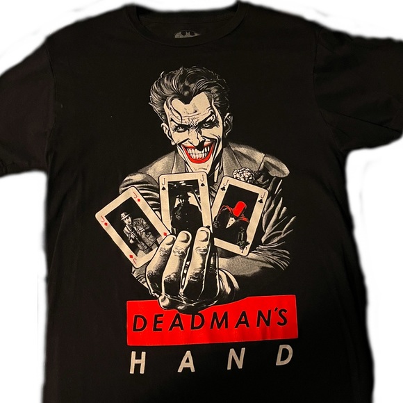 Joker DC Comics Graphic Tee Menās S Black Red Batman Shirt Deadmanās Hand - Picture 1 of 4